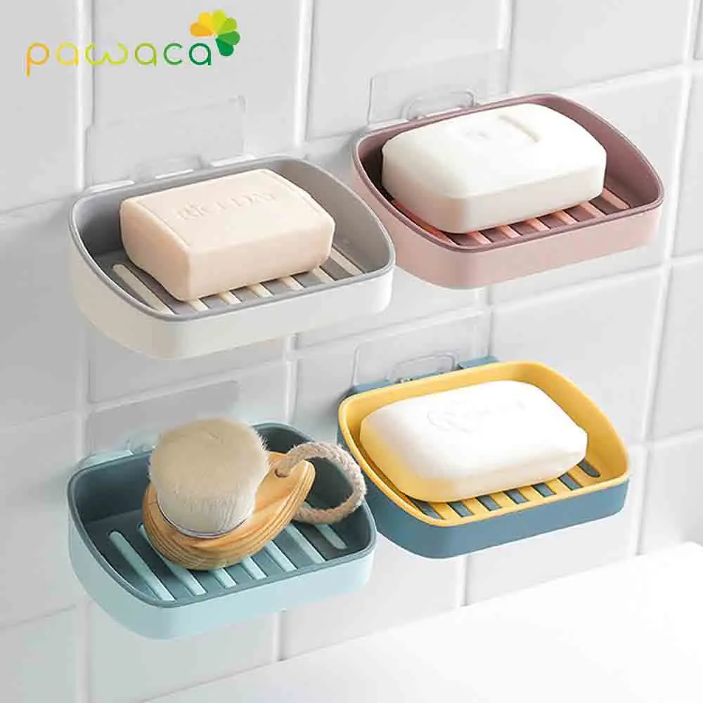 Bathroom Accessorie Shower Soap Box Dish Storage Plate Tray Holder Case Suction 