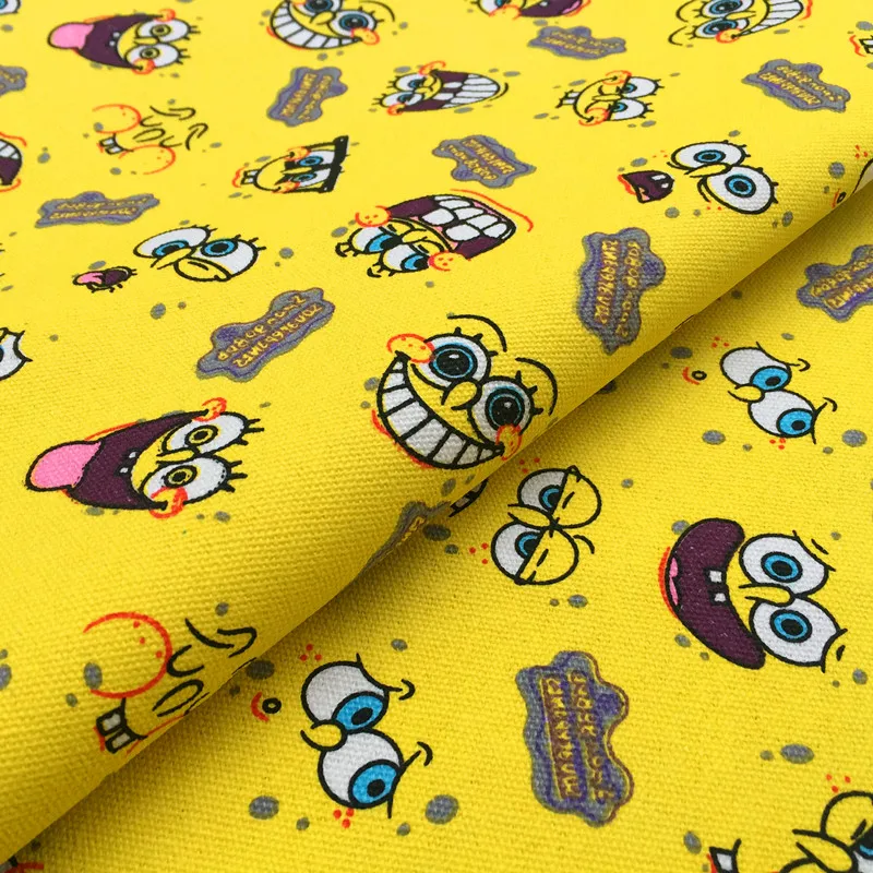 90*145 см Ткань, холст для пэчворка мультфильм прекрасный Губка Боб ткань для ткани Дети матрас, домашний текстиль школьная сумка для шитья