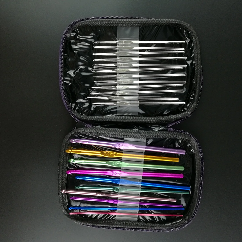 22Pcs Multicolour Aluminum Crochet Hook Knitting Needle Set Knitting