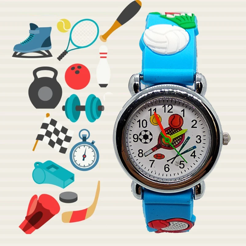 Спортивные товары бейсбольные детские часы для мальчиков и девочек, детские кварцевые наручные часы, ракетки для бадминтона, детские часы
