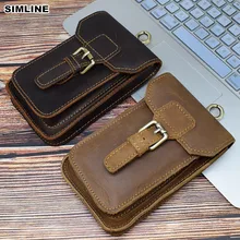 Crazy Horse Натуральная кожа поясная сумка Мужская винтажная воловья кожа небольшой ремень поясная сумка чехол для сигарет карман для мобильного телефона мужские сумки