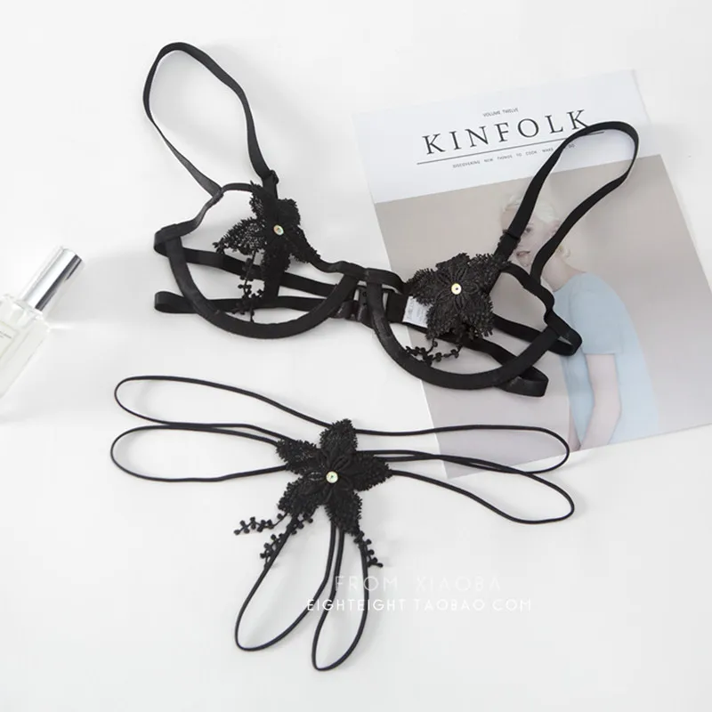 Lace Bra Sets Sexy Underwear Woman Open Crotch Panties Lingerie Sets Lenceria Encaje Thin Cup Transparent Embroidery Flower set Lace Bra Sets Sexy Underwear Woman Open Crotch Panties Lingerie Sets Lenceria Encaje Thin Cup Transparent Embroidery Flower set