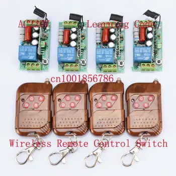 

FreeShipping 4receiver And 4 transmitter 220V 1CH 1000W RF Wireless Remote Control System Latched light switch