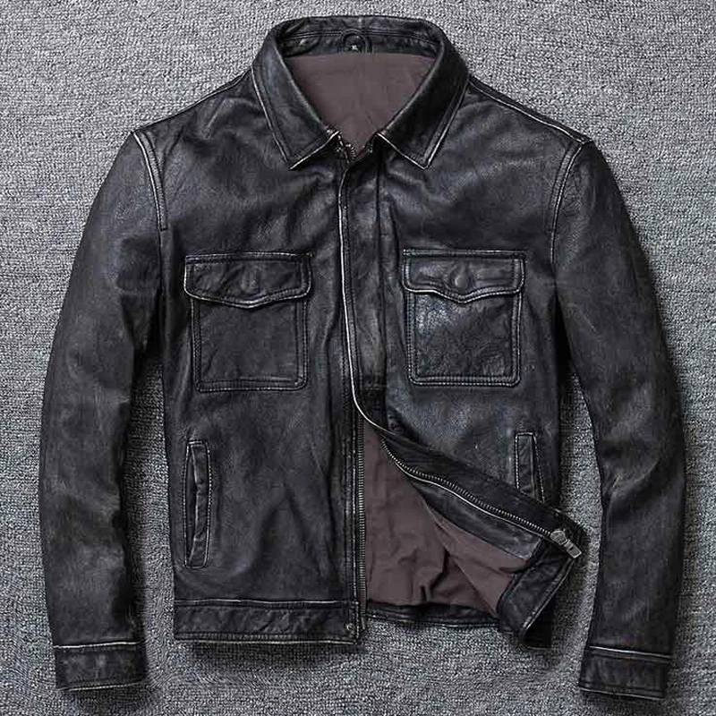 Китайская импортная мужская куртка из натуральной кожи, пальто, брендовая одежда, автомобильные кожаные пальто, мужская кожаная куртка-бомбер A574