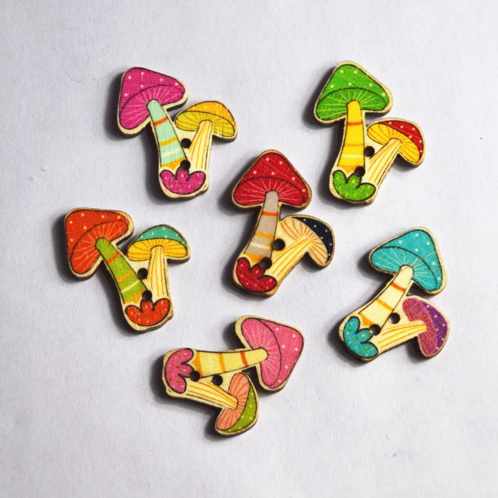 50pcs mixcolor Mushroom Decorative Buttons Sewing Buttons Scrapbooking