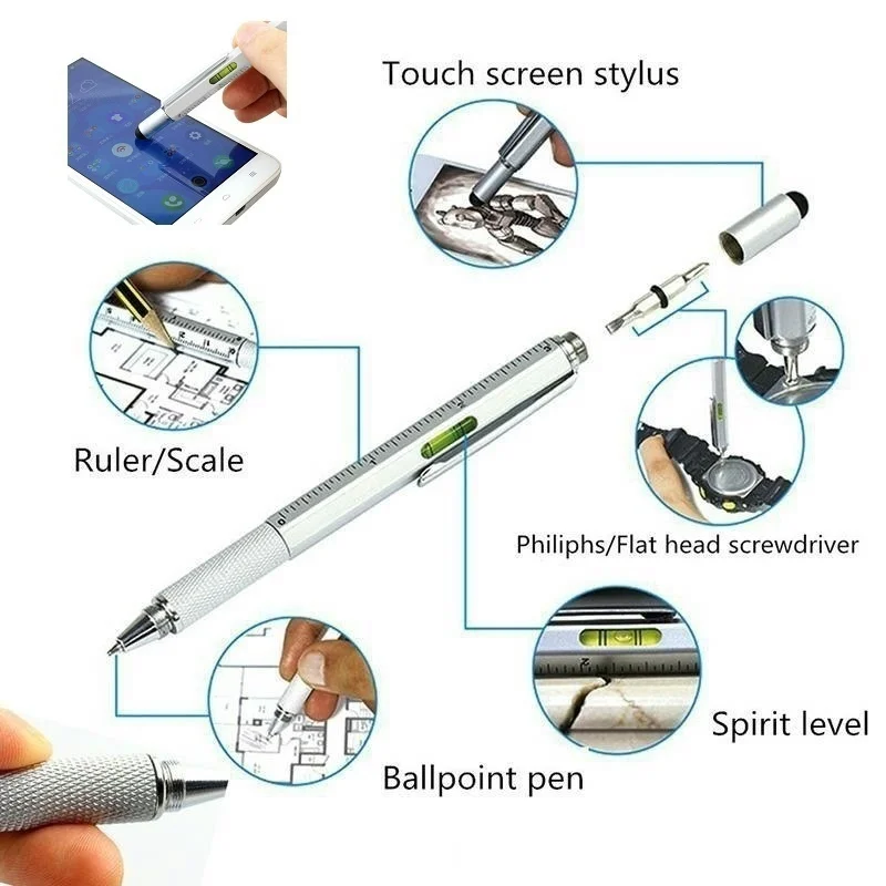 Креативная многофункциональная шариковая ручка уровня+ суппорт+ отвертка многофункциональная емкость шариковая ручка