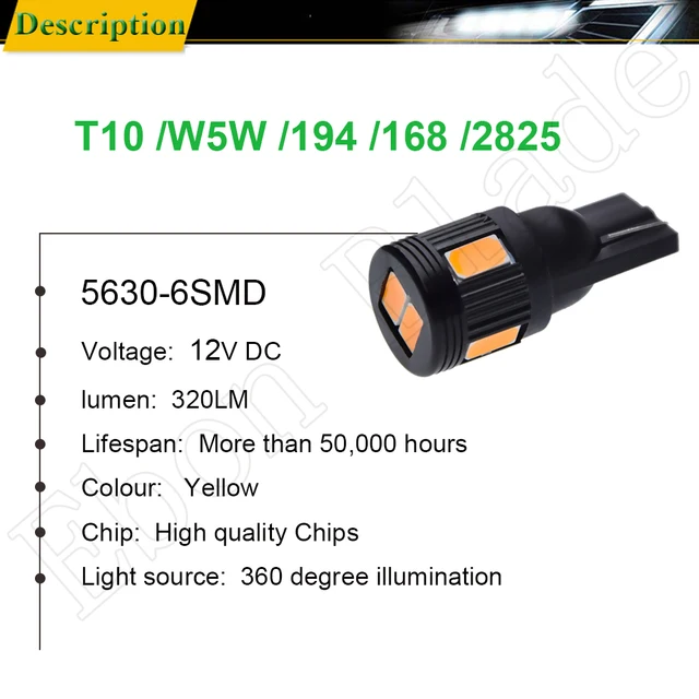 12V/5W WY5 T10 Amber 10 er Pack, KFZ Lampen