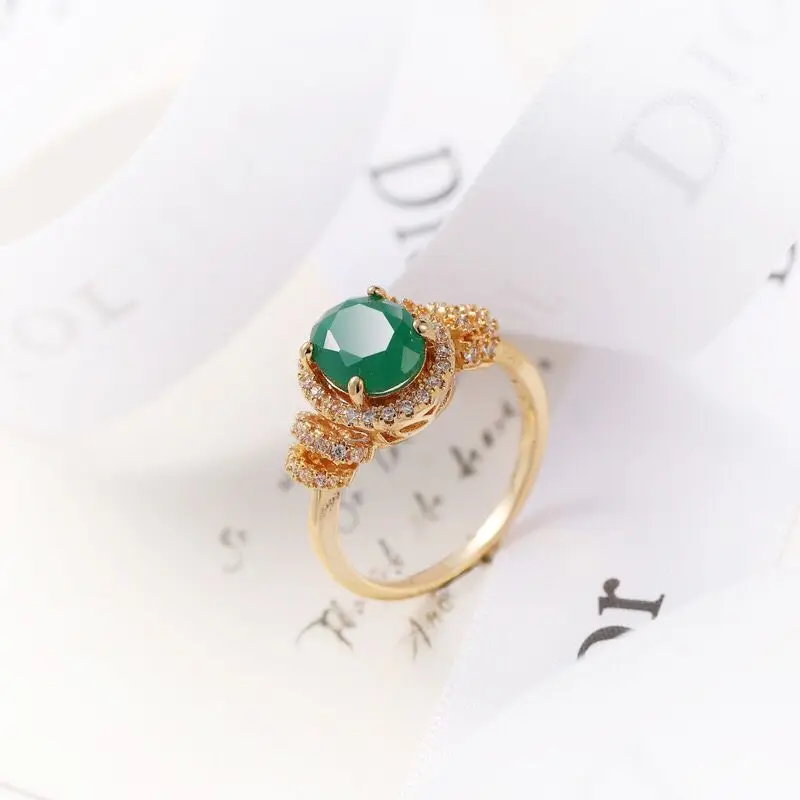 MxGxFam зеленые кольца ювелирные изделия для благородных женщин 18 К желтое золото Цвет Овальный AAA+ кубический циркон