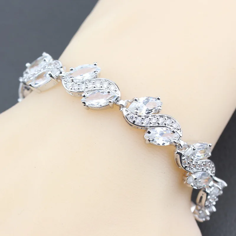 Женский браслет с цирконом белый серебряный ювелирное украшение для свадьбы