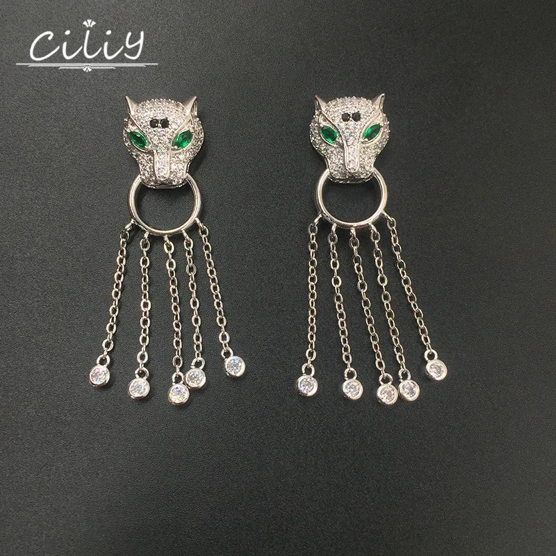 

Ciliy Exquisite Tassel Drop Earrings Punk Personality Leopard Animal Earrings Punk Big Fashion Jewelry Crystal Earring A3525OD