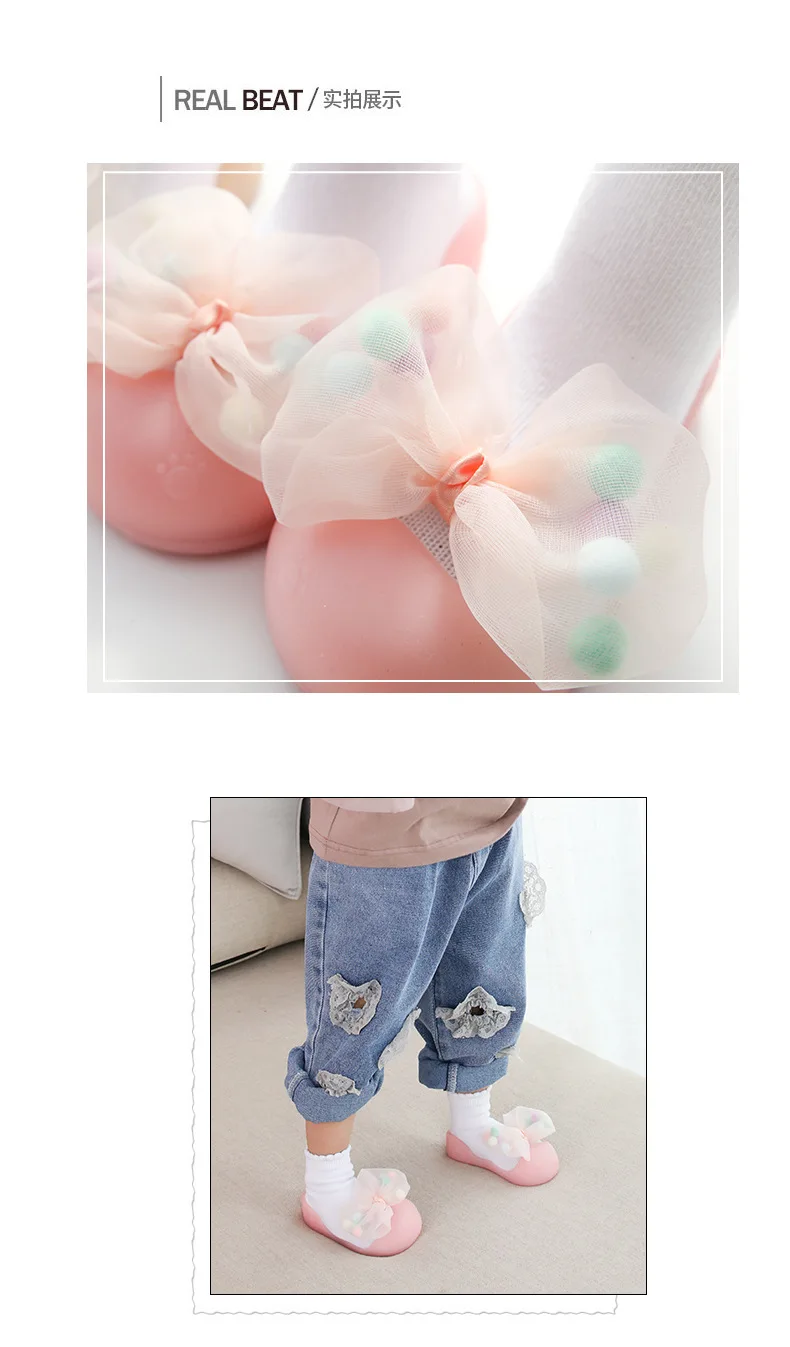 Kids Baby Boy Indoor Socks Anti Slip Warm Winter Shoes Sock with Rubber Soles  bebe Lace Bow slippers walker soft shoes boy girls Anti-skid Soft  Shoes Socks (9)