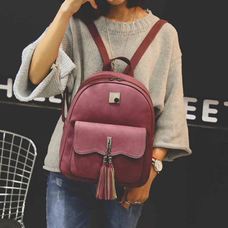 Женский рюкзак с кисточками новый модный женский из искусственной кожи для