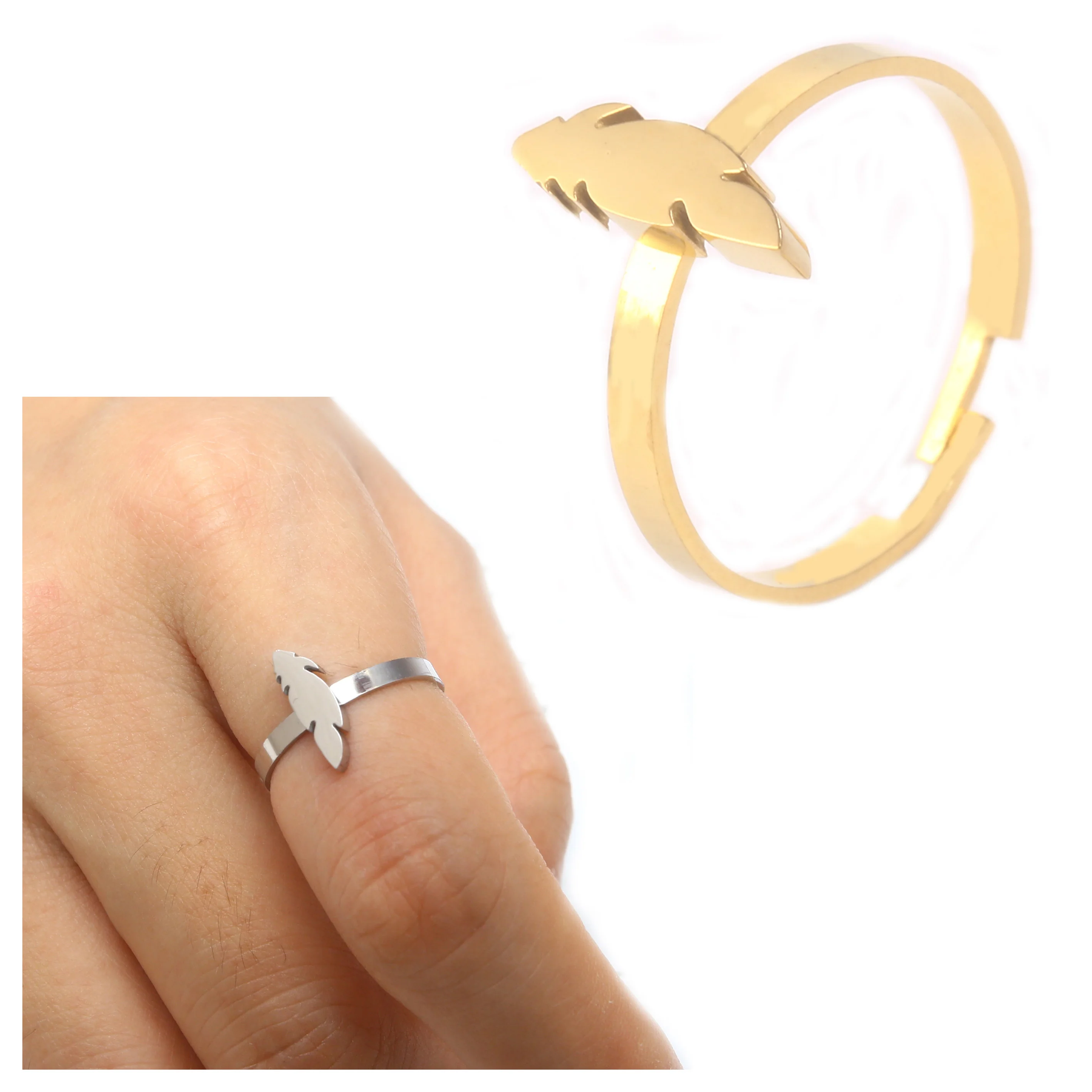 

ring feather Natural personality style stainless steel ring set rings for women adjustable female fashion jewelry