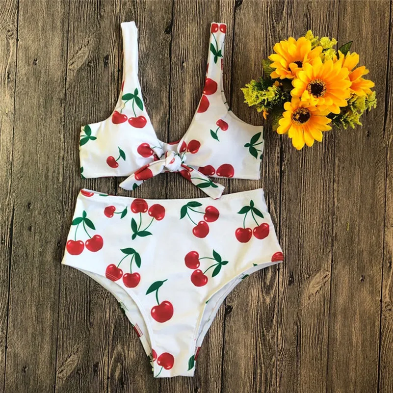 

Bikini 2019 Tankini Women's Split Swimsuits Flowers Leaf Prints Thin Straps Swimwear Beachwear women sexy bikini set biquini 4hz