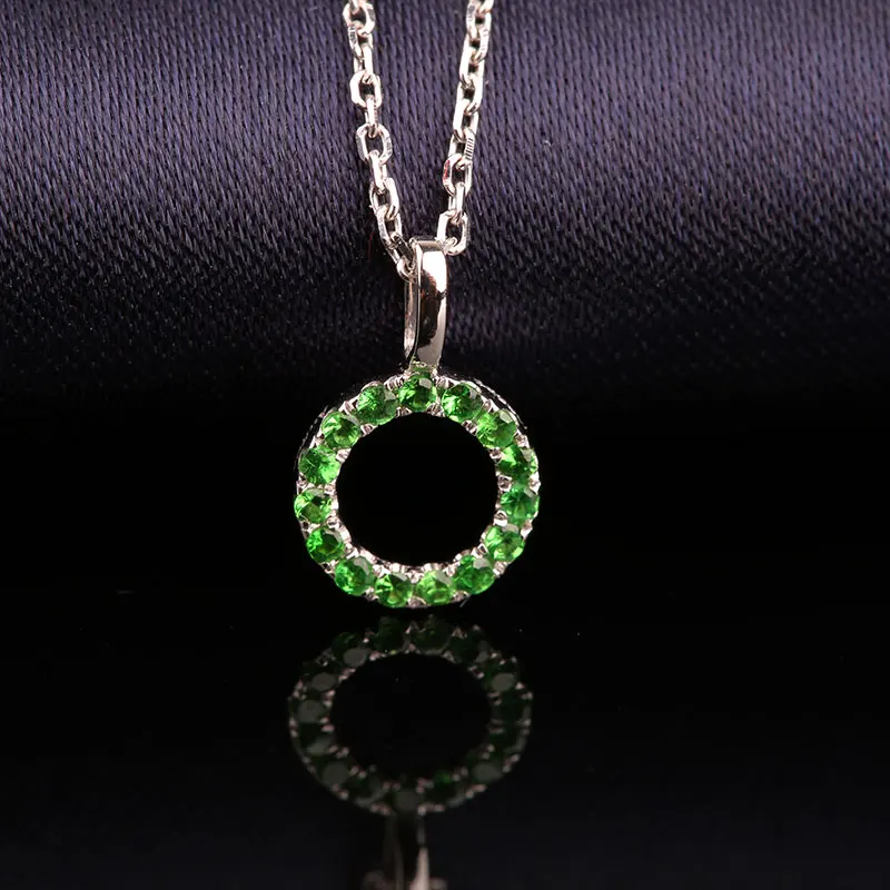 Robira Brand New 14K Gold Necklace Cluster Tsavorite Green
