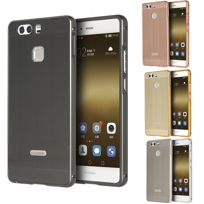 

For Huawei P9 Brushed mirror Back Cover Case for Huawei P9 Plating Aluminum Metal Frame for Huawei P 9 Case 5.2''