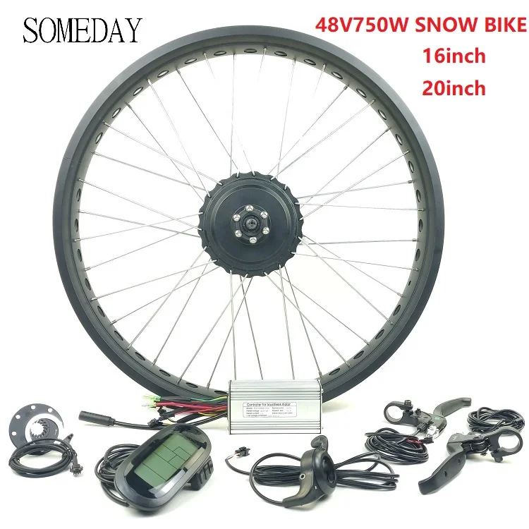 

SOMEDAY 48V 750W Electric Bicycle snow bike conversion kit E-bike front wheel hub Motor with LCD6 display fat tire