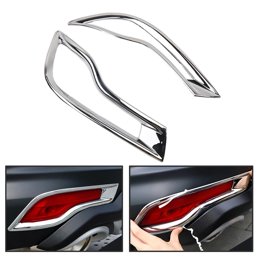 

JEAZEA Chrome Rear Reflector Fog Light Foglight Lamp Cover Trim Bumper Molding Garnish Bezel Frame For Honda CR-V CRV 2017 2018