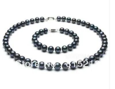 

ddh0036 SET9-10MM TAHITIAN BLACK PEARL NECKLACE BRACELET