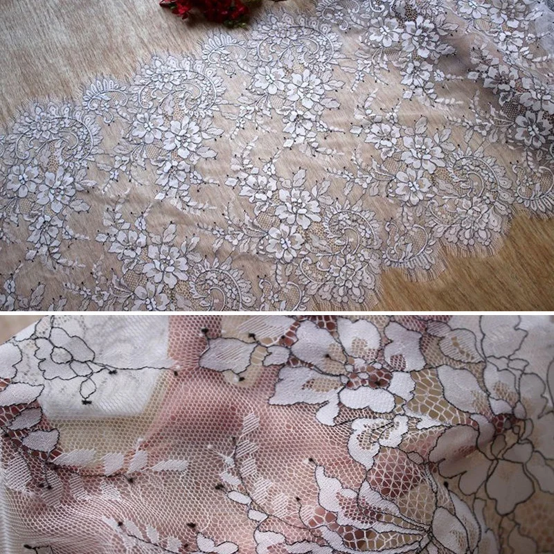 New Hot Sale 1pcs 3meters 50cm width Black White Eyelash Lace Trim DIY high quality Sewing Applique Costume design | Дом и сад
