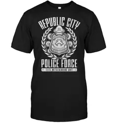 Бренд GILDAN, Национальный город, мета, изгиб, полицейский, полицейский Фордж, Элитная, металлическая, изгиб, футболка, Мужская футболка с
