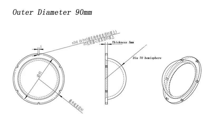 1 шт. акриловая крышка-купол для подводной съемки с Gimbal сферические капсула внешний Диаметр 90/110/130/160 мм для ROV робот