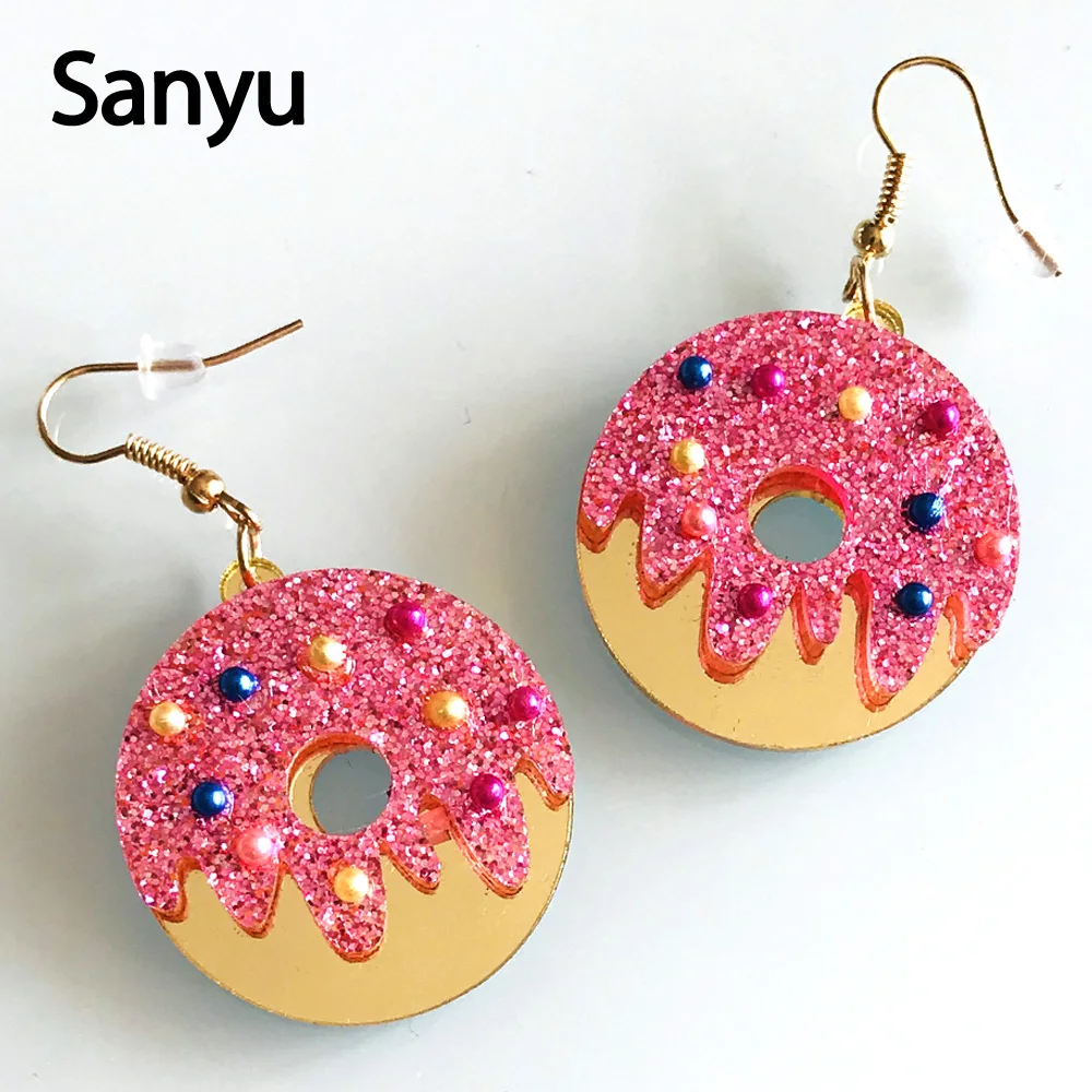

Super Cool Shining Pink Color Acrylic Drop Earrings Colorful Pearl Mirror Surface Lovely Dangle Earrings for Female Brincos 2019