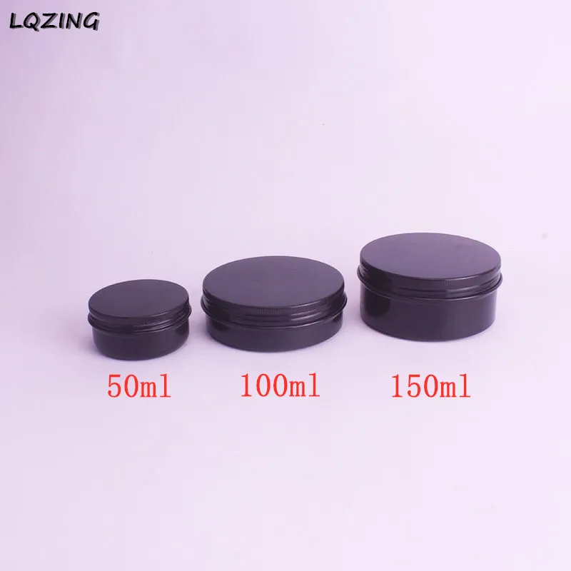 

20pcs 50g/100g/150g Aluminum Jars Black Aluminum Cream Jars 50ml Aluminum Tin Container 100ml/150ml Aluminum Tin Can