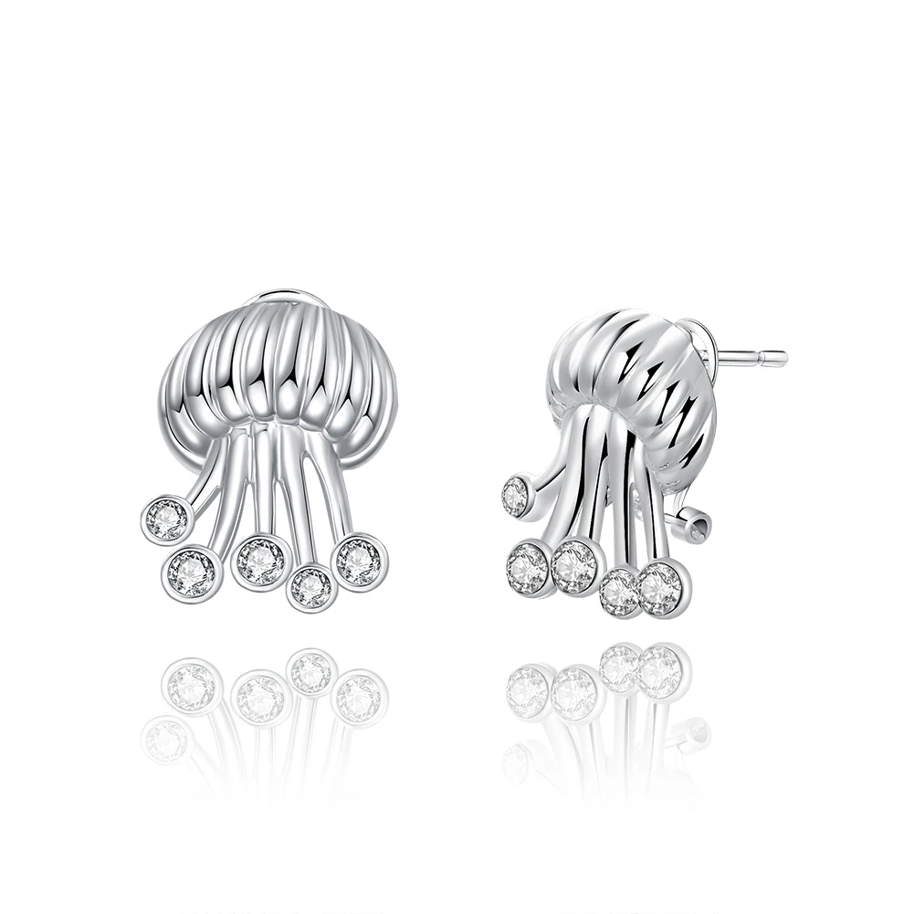 

Fashion Jellyfish Stud Earrings for Women Trendy Jewelry Cubic Zirconia Bijoux Female Earring