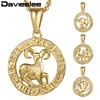 Davieslee Womens Men's Pendant Necklaces 12 Horoscope Zodiac Sign Gold Aries Leo Dropshipping 12 Constellations Jewelry LGPM24 ► Photo 1/6