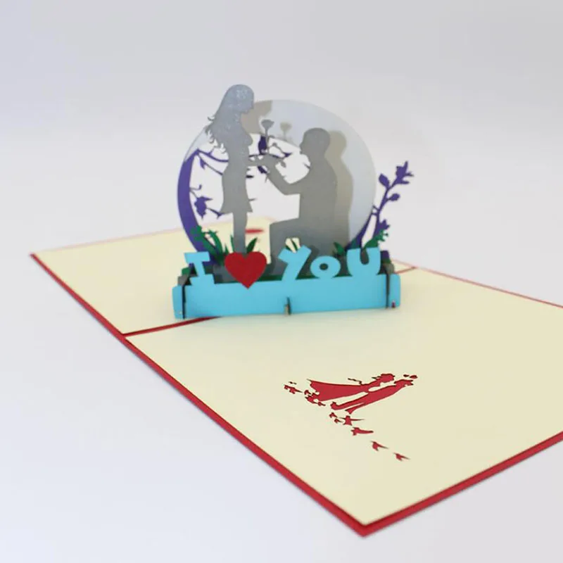  3D High Quality Handmade Valentine's Day Boy Show Love Man Propose Paper Invitation Greeting Cards  - 32999823788