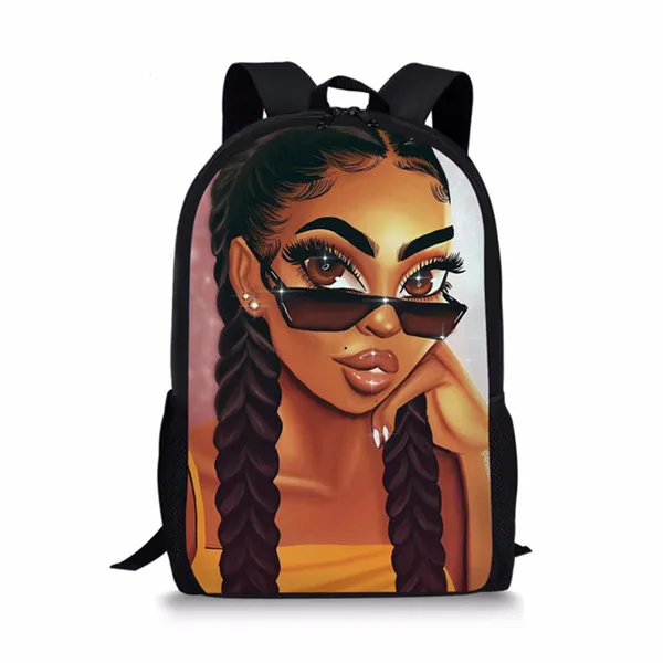 3cs/set School Bags for Kids Black Art African Girl Printing School Backpack Girls Children Shoulder Book Bags Student Satchel - Цвет: YQ3715C