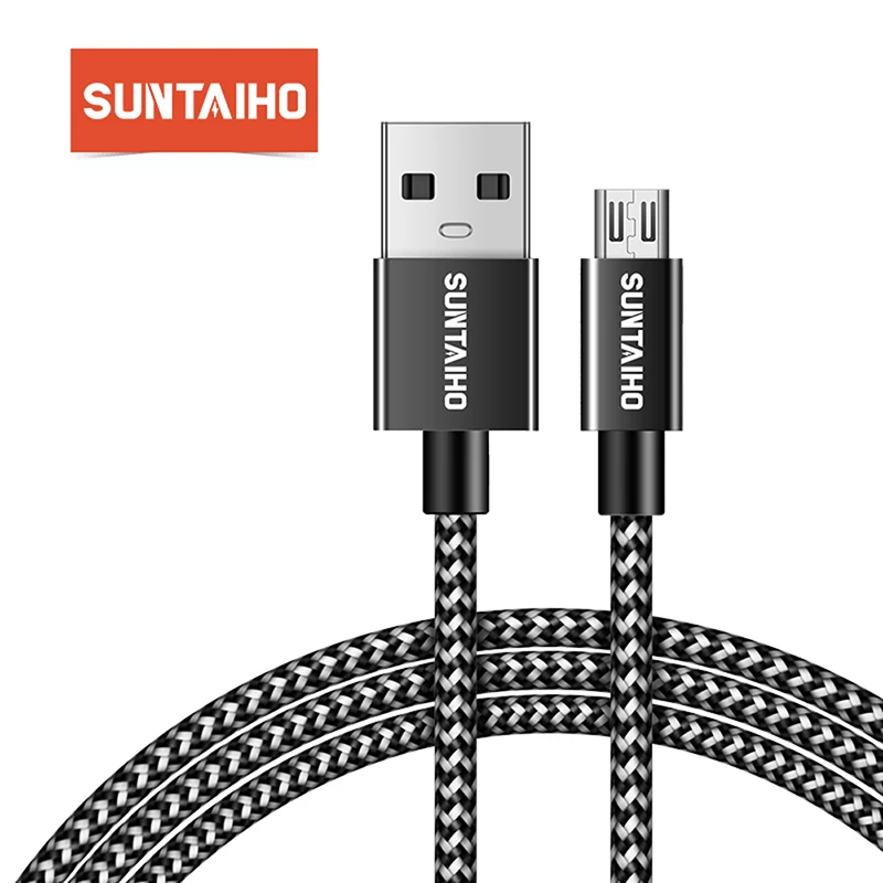 [Купить 1 получить 1] Suntaiho Быстрая Зарядка Micro USB кабель для samsung s7 Нейлон Micro USB кабель для передачи данных для мобильного телефона Android для Xiaomi - Цвет: Black white