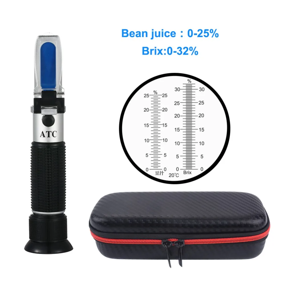 

High precision 0.20% Hand Held Soya Bean Juice Milk Refractometer 0-25% Concentration 0-32% Brix