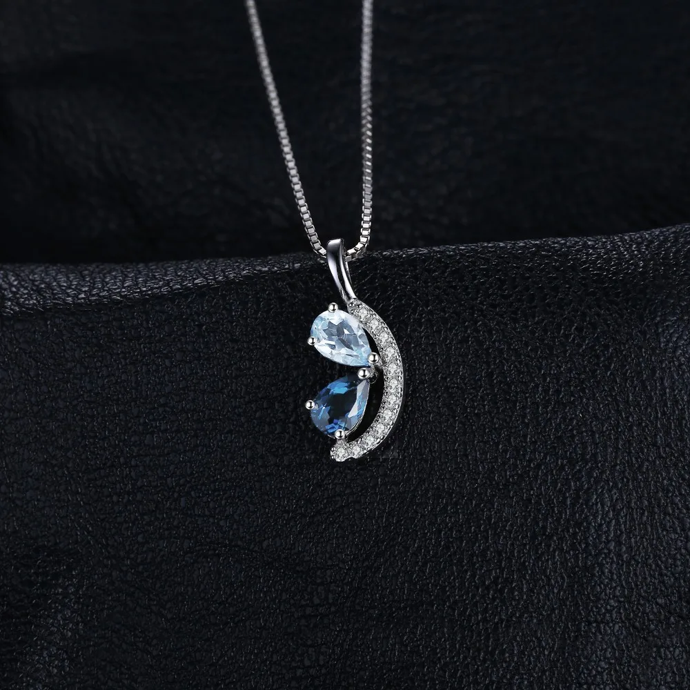 JewelryPalace 1ct Natural Sky Blue Topaz and London Blue Topaz Cluster Pendant 925 Sterling Silver Jewelry Not Include a Chain