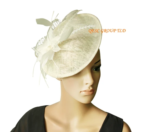 

NEW Wholesale Elegant Sinamay fascinator hats with feather flower for kentucky derby wedding Women's hat party.FREE SHIPPING