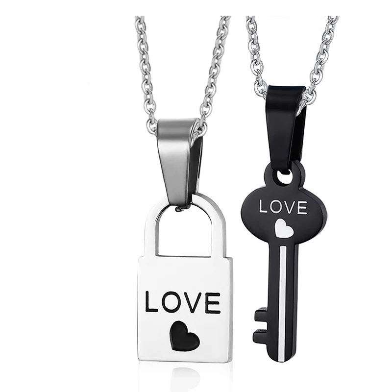 316L Stainless Steel Lock Key Fashion Jewelry Lovers Pendant Necklaces J-CN-053 | Украшения и аксессуары