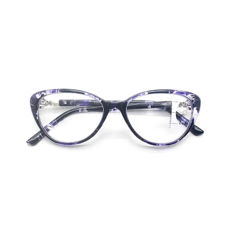 Ретро кошачий глаз рамки очки для чтения анти синий светильник прогрессивный мультифокальный близкий дальний прицел диоптрий очки TR90 - Цвет оправы: Фиолетовый