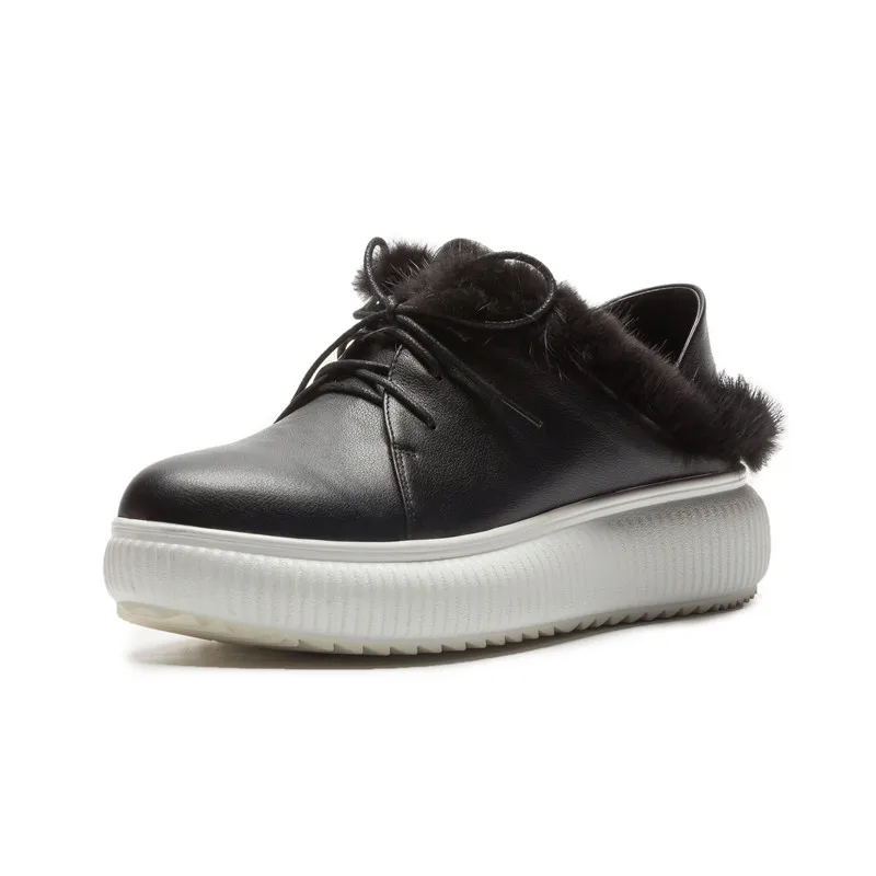 Stylesowner осень-зима обувь на платформе плоская подошва с натуральным мехом круглый носок розовый сплошной Цвет из мягкой кожи Симпатичные Женская обувь