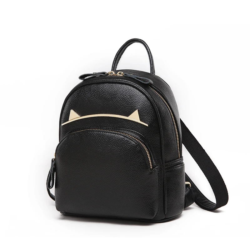 

KYYSLO Cat Rice Ears Are Small And Fresh Genuine Leather Backpack Travel Bag Korean Version Of Wild Shoulder Bag Women Backpack