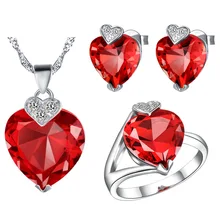 Plated NEW set 925 Sterling Silver custom made pendant ear ring sea heart set in Europe and the United States