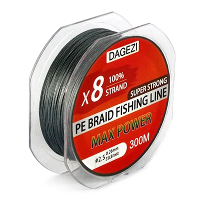 DAGEZI 8 нитей 300 м/330YDS с подарком супер сильные 10-80LB брендовые рыболовные лески PE плетеная леска гладкая леска - Цвет: Темно-серый