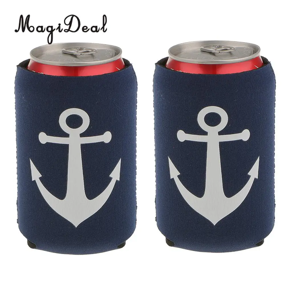 MagiDeal 2Pcs Neoprene Nautical Anchor Soda Beer Bottle Tin Can Cooler Chilling Sleeve Holder for Theme Party Novelty Gift Toy
