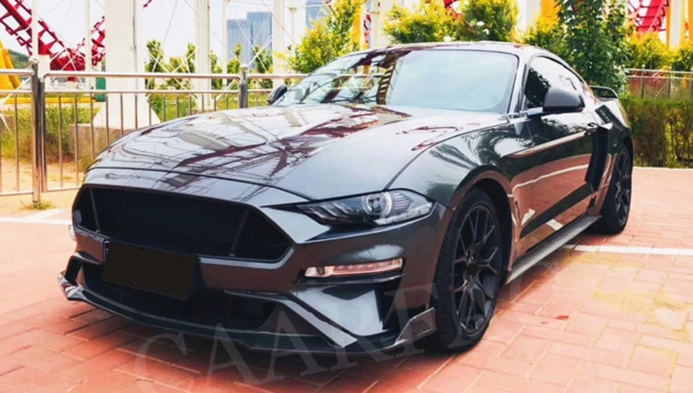 Углеродное волокно передний бампер губы разветвители спойлер для Ford Mustang FRP автомобиля разветвитель кузова Комплект