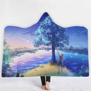 

SOFTBATFY Ice Forest Hooded Blanket Fleece Throw Blanket Dropshipping