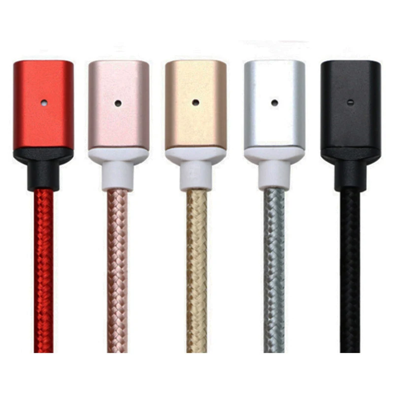 Магнитный кабель Зарядное устройство usb type C/IOS/Micro usb светодиодный нейлоновый Плетеный Магнит зарядный провод для iPhone X 8 7 6 5 Android мобильного телефона