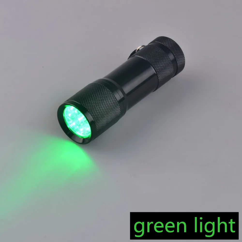 

TopCom Portable Hunting Green Red Mini LED Flashlight Amber Detector 9 LED UV Flashlight 365nm 395nm For Camping, Night Reading