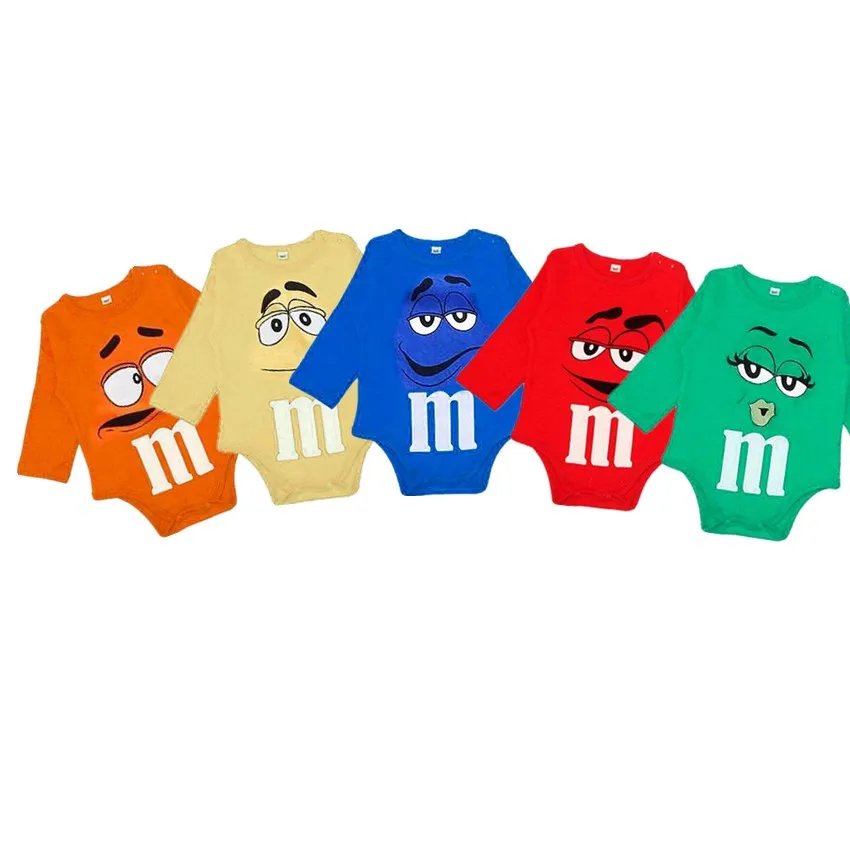 

New Born Baby Boy&Girl Bodysuits Newborn Clothes 100%Cotton Long Sleeve Cartoon M Beans Bebe Body Toddler Casual Funny Clothing