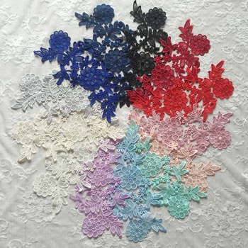 

10 Pcs/ 5pair Water Soluble Lace Fabric Decoration Diy Patch Applique Bride Hair Accessory Veil Wedding Shoes Lace Trim RS619