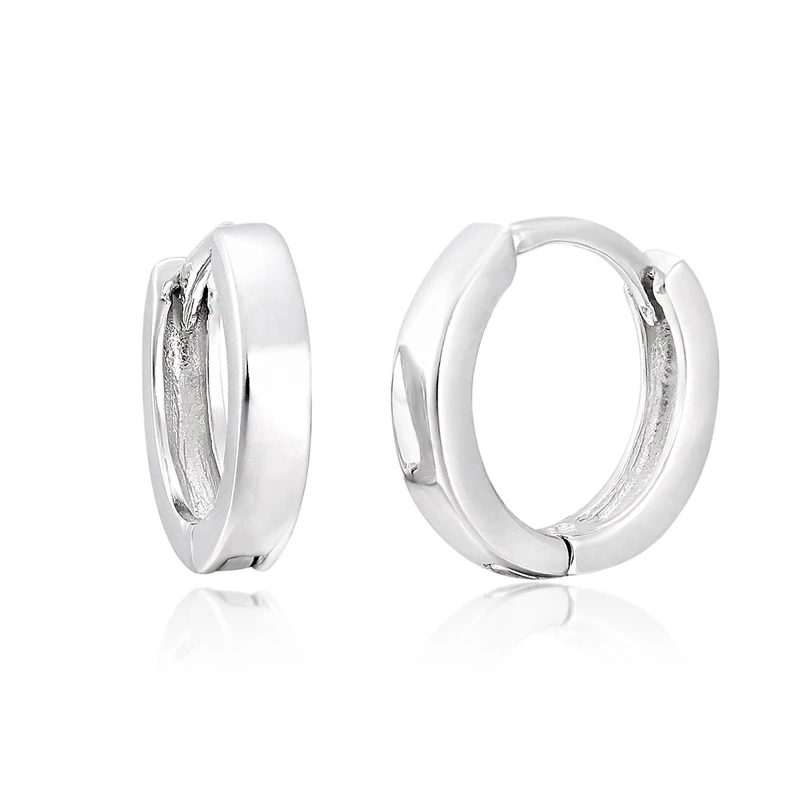 Slim 925 Sterling Silver Gold Color Loop Huggies Circle Small Hoop Earrings For Womens Mens Child Girls Kids Jewelry Aros Aretes - Окраска металла: Родиевое покрытие